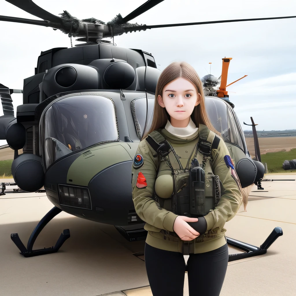 (1girl, 20yo, serious, transport helicopter:1.3)