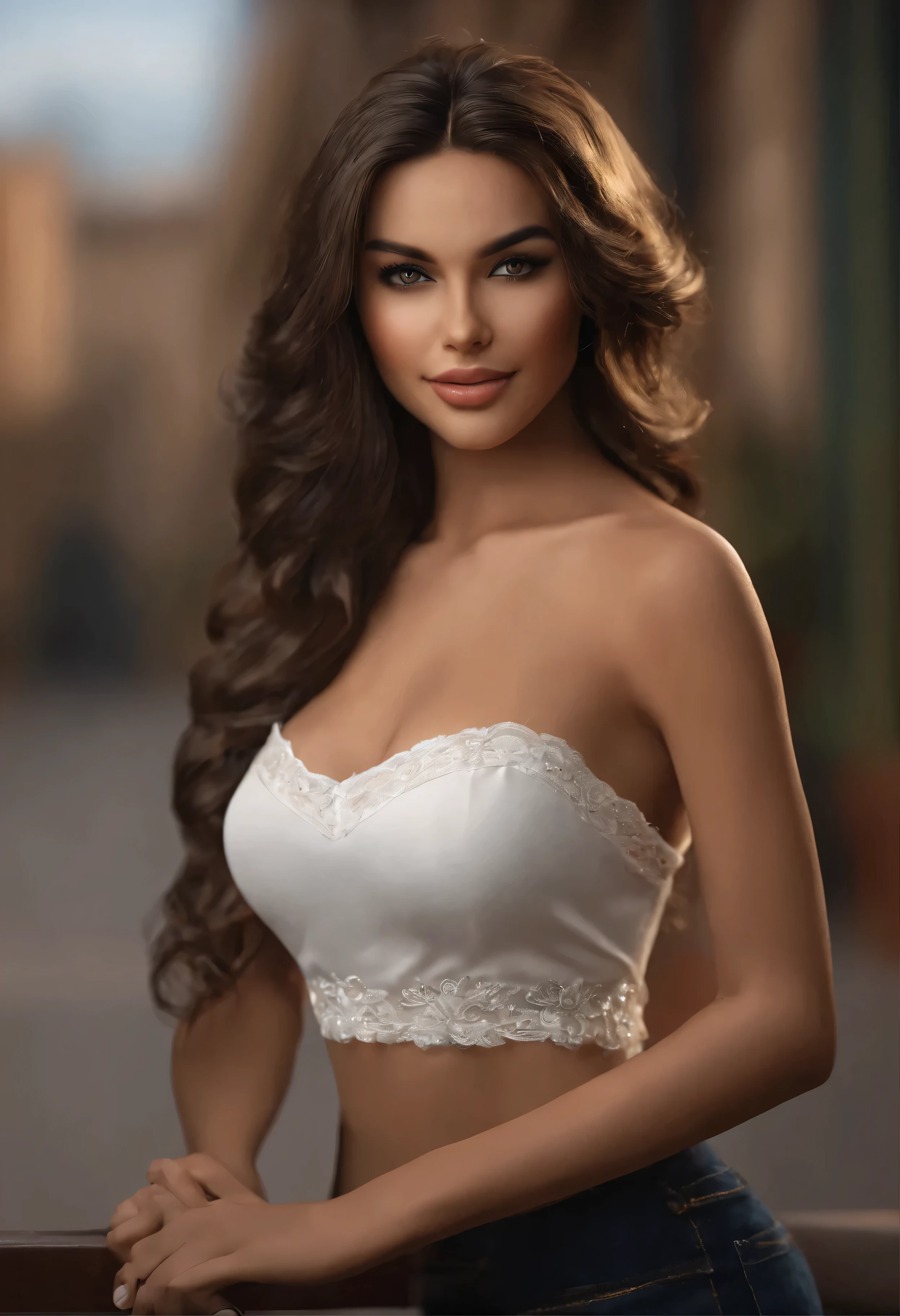 jolie belle brune, colombien ,Tout le corps, Angle parfait, very detailed, 26 ans, visage affectueux, mes cheveux longs, yeux marrons, high resolution, chef-d'artwork, Best quality, Intricate details, very detailed,Sharpness, Detailed ski n,Realistic skin texture, texture, detailed eyes, professionnel, 4k, sourire, shot with Canon, 85mm, faible profondeur de champ,koda k vision couleur, eye shadow, Extremely detailed, photo_ \(ultra\), photoRealistic, Realistic, Post-traitement, maximum detail, laideur, vrai vie, ultra Realistic, photorealism, la photographie, 8K UHD, la photographie, sans soutien-gorge, machines à sous