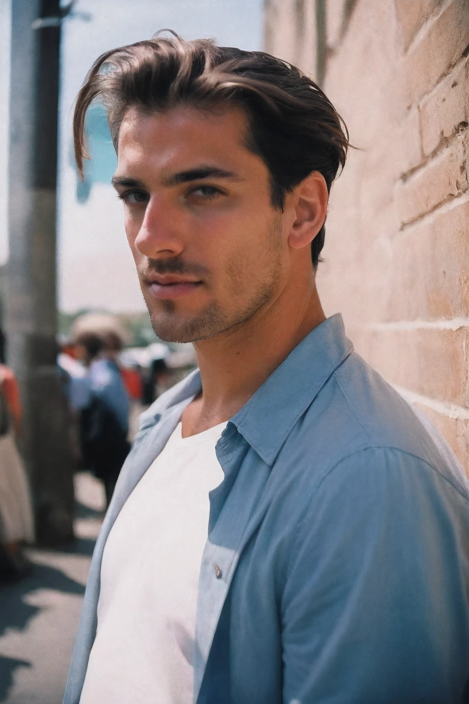 natural light, analog film photo, Kodachrome , Handsome Men short hair ,Dress