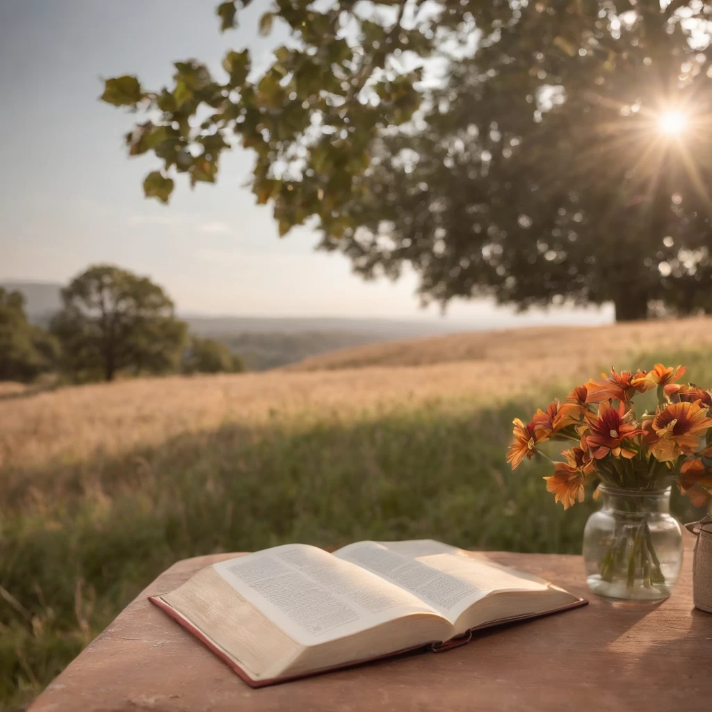 "Create an opening image for a video about the importance of gratitude. Include soft background music, pessoas sorrindo, paisagens serenas, and a gratitude journal being opened and written."