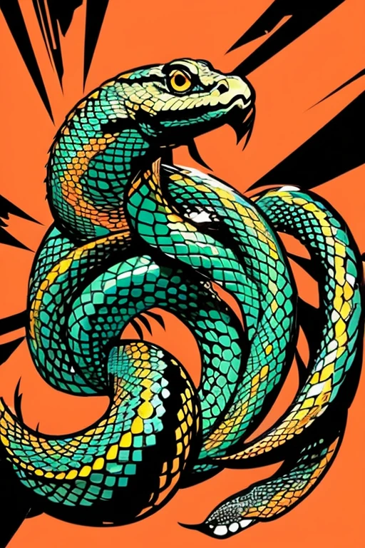 cool,Anime Style,snake,Reptiles,pop,An illustration,logo,