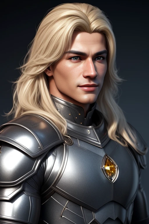 3d HDR photorealistic ultra realism high definition aesthetic stabilized diffusion picture of handsome hunky Warrior Prince Moon , blonde hair , white diamond transparent sparkling shiny crystal glass chrome outfit armor,,look at camera, detailed facial parts,, studio as background, Freestyle Pose, Happy Expression, perfect anatomy, symmetric body,, 18 years old, :: high detail, a lean athletic body, realistic, human skin, extremely detailed fingers, chad chin,, masculine, human skin, (eyes contact), gorgeous, Attractiveness