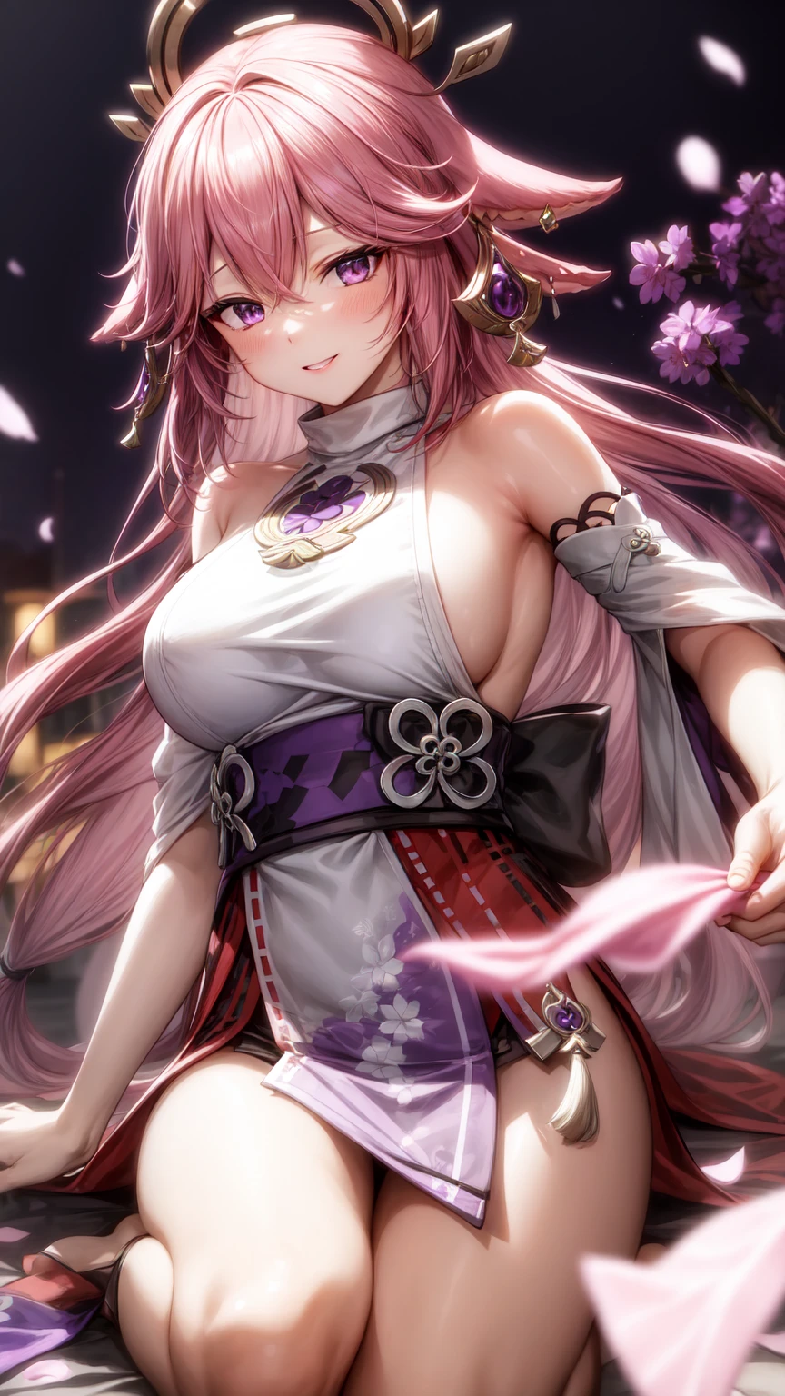 Yae Miko(purple eyes)(nude)(R-18)(explicit)(wedding dress)(hentai)