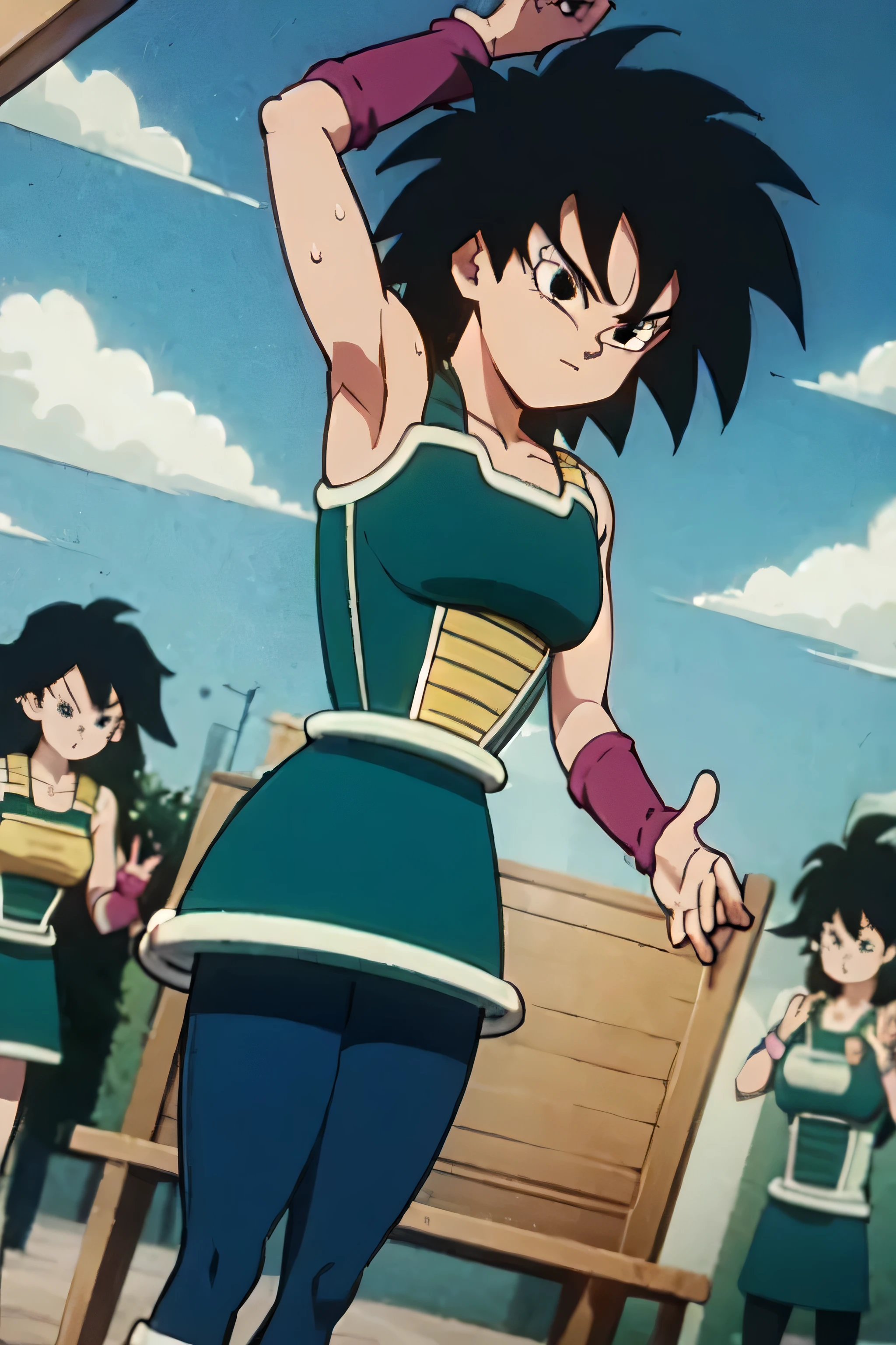 Dragon Ball、1:very cute girl、Saiyan、chest、perfect style、black long hair