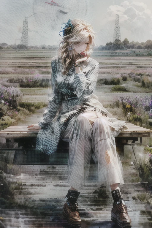 there is a woman sitting at a table with a camera, photography style, anna nikonova, sitting in a field, female photography, in a field, photo portrait, photography portrait, distant photo, retro photography, modeling photography, taking a picture, vintage photography, food stylist, portrait shot, professional photography, advertising photography, anna nikonova aka newmilky, casual photography