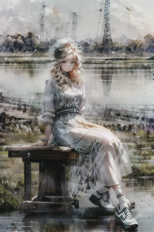 there is a woman sitting at a table with a camera, photography style, anna nikonova, sitting in a field, female photography, in a field, photo portrait, photography portrait, distant photo, retro photography, modeling photography, taking a picture, vintage photography, food stylist, portrait shot, professional photography, advertising photography, anna nikonova aka newmilky, casual photography