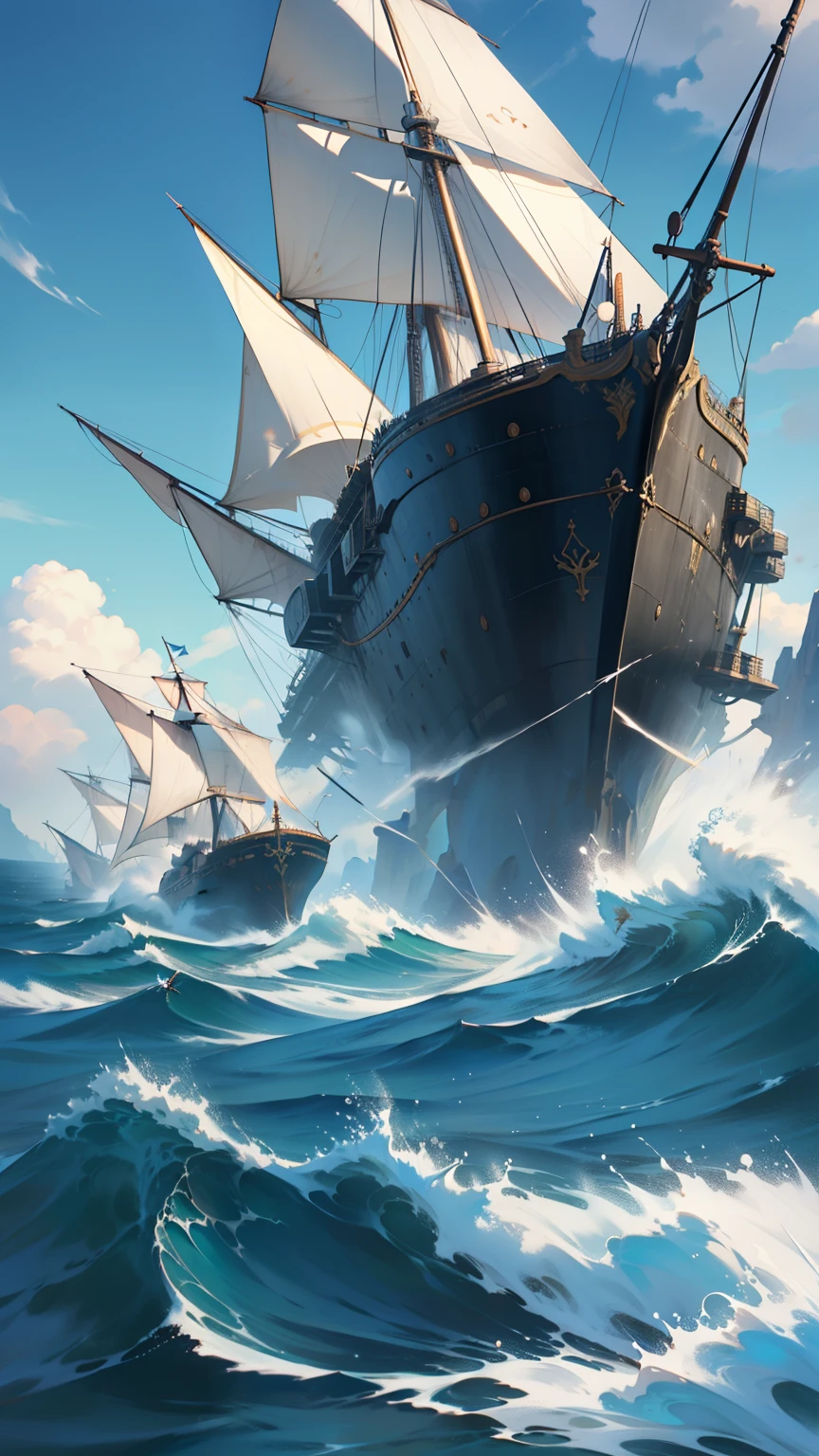 "Craft a visual masterpiece showcasing a balanced scene between the raw power of mechanics and the tranquil steadiness of the sea. Two robust, vertical mechanical pistons dominate either side of the canvas, their intricate mechanisms meticulously detailed and in a constant state of motion. The center stage is occupied by an imposing sea anchor, its distinct curves and exaggerated details emphasized. The anchor appears solid and weighty, contrasting the precision and functionality of the pistons. Its massive form, rooted in the canvas, exudes a sense of serene stability that counterbalances the raw energy of the pistons. The composition is intentionally balanced, mirroring the contrast between the relentless force