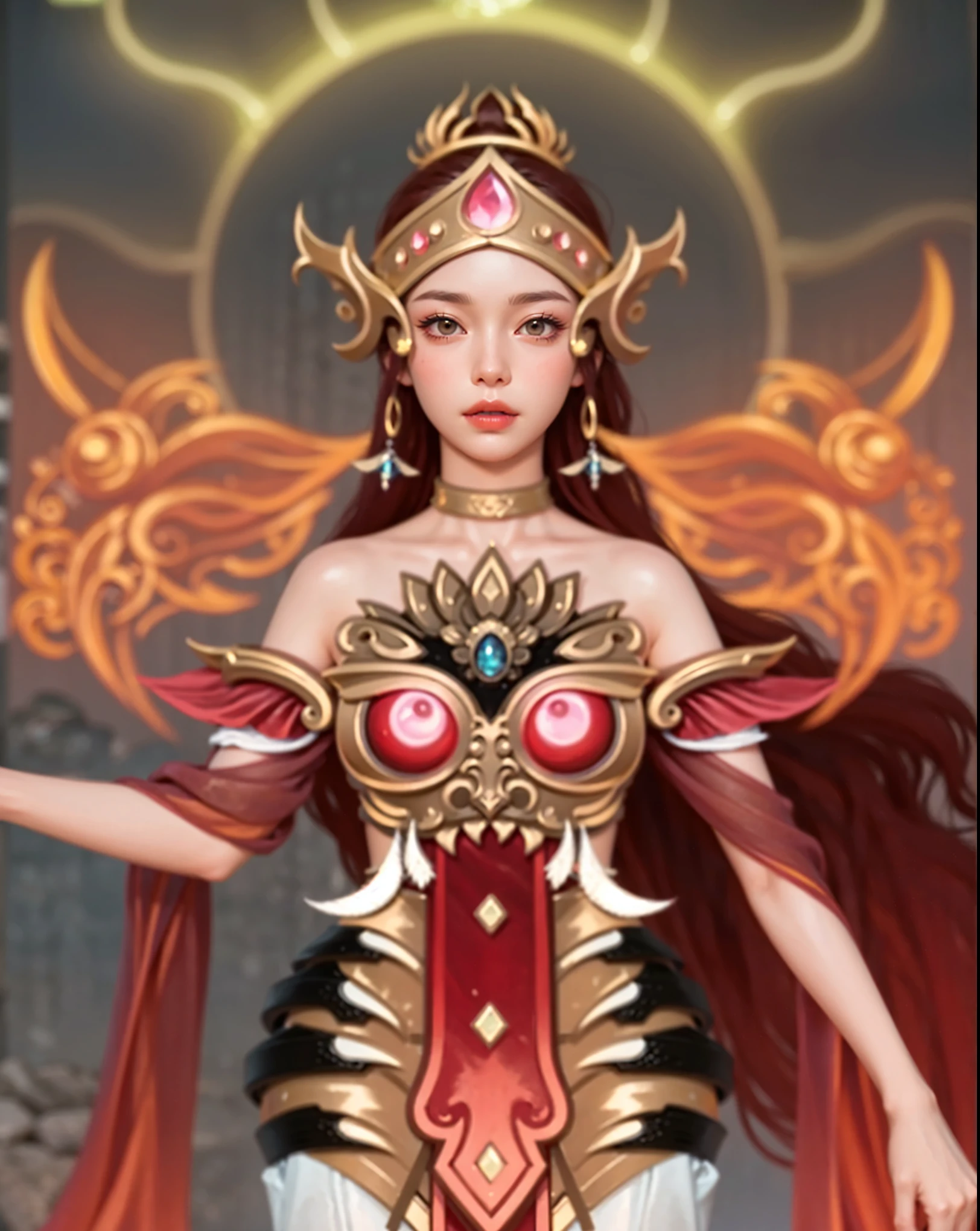 a close up of a girl , red hair , big booobs ,  shadowbringers cinematic, 4 k detail fantasy, a beautiful fantasy empress, game cg, xianxia fantasy, xianxia hero, 2. 5 d cgi anime fantasy artwork, cinematic goddess close shot, ruan jia and artgerm, wow 4 k detail fantasy, hyperdetailed fantasy character