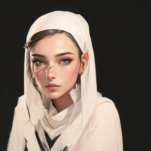 painting of a woman with a white veil on her head, an expressive digital painting, digital matt painting, digital painted, a digital painting, painted character portrait, digital paining, digital portrait, detailed face of an arabic woman, in style of digital painting, digital drawing, digital painting, expressive digital painting, digital painting - n 5, stylized portrait