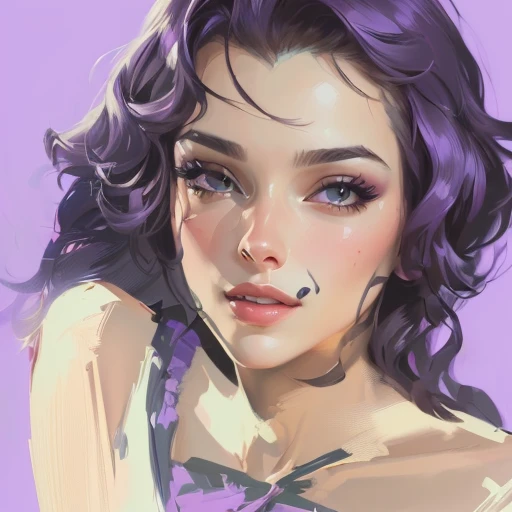 painting of a woman with a purple background and a purple background, halfbody portrait, digital painted, stylized portrait, an expressive digital painting, digital portrait, digitally draw on wacom tablet, digital paining, speedpaint, # 1 digital painting of all time, #1 digital painting of all time, digitial painting, digital sketch, digital paintin
