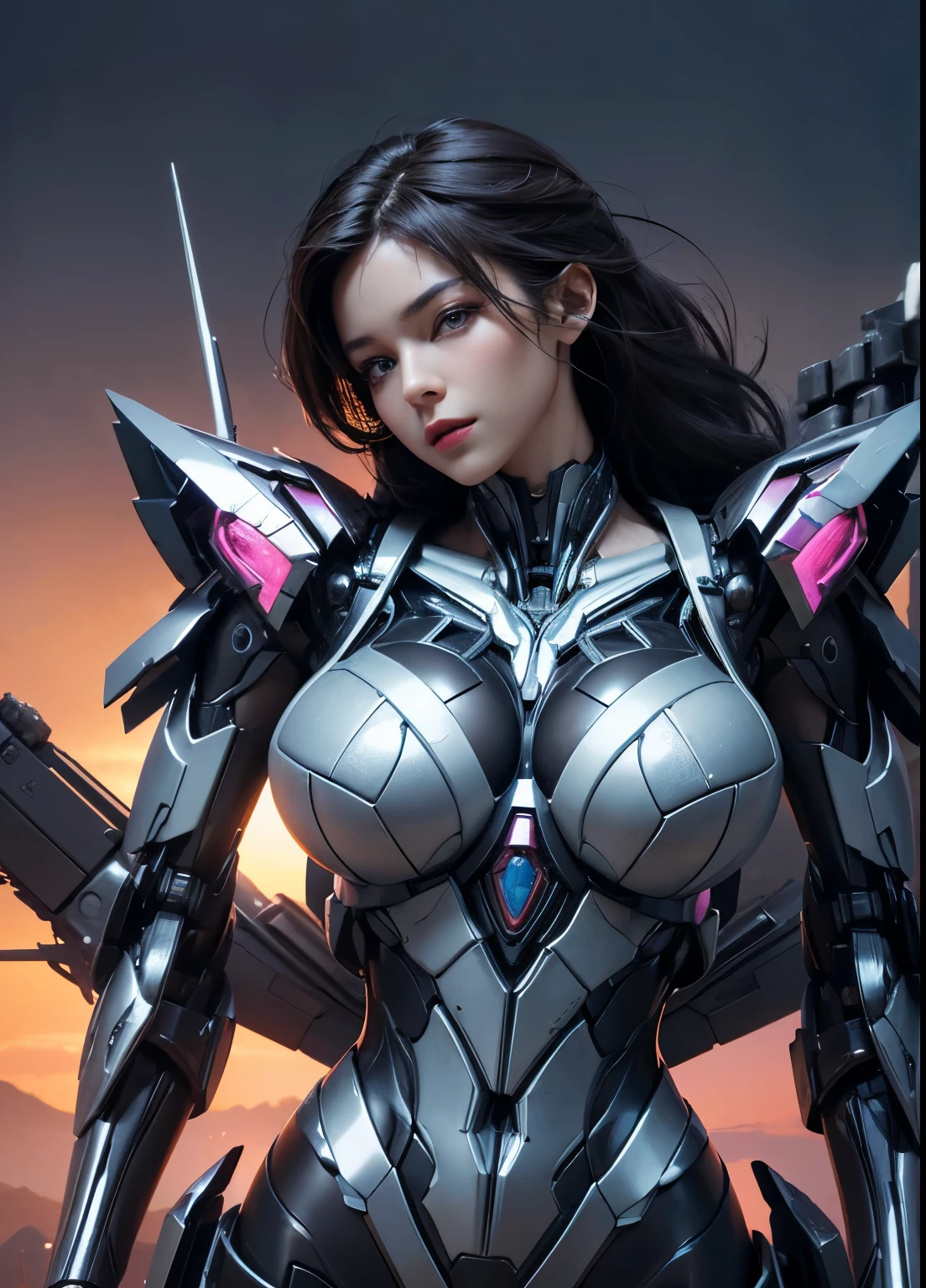 Textured skin, Super Detail, high details, High quality, Best Quality, hight resolution, 1080p, hard disk, Beautiful,(Transformers),(Arcee),beautiful cyborg woman,Mecha Cyborg Girl,Battle Mode,Girl with a Mecha Body,She wears a futuristic Arcee mech,Fulll body Shot