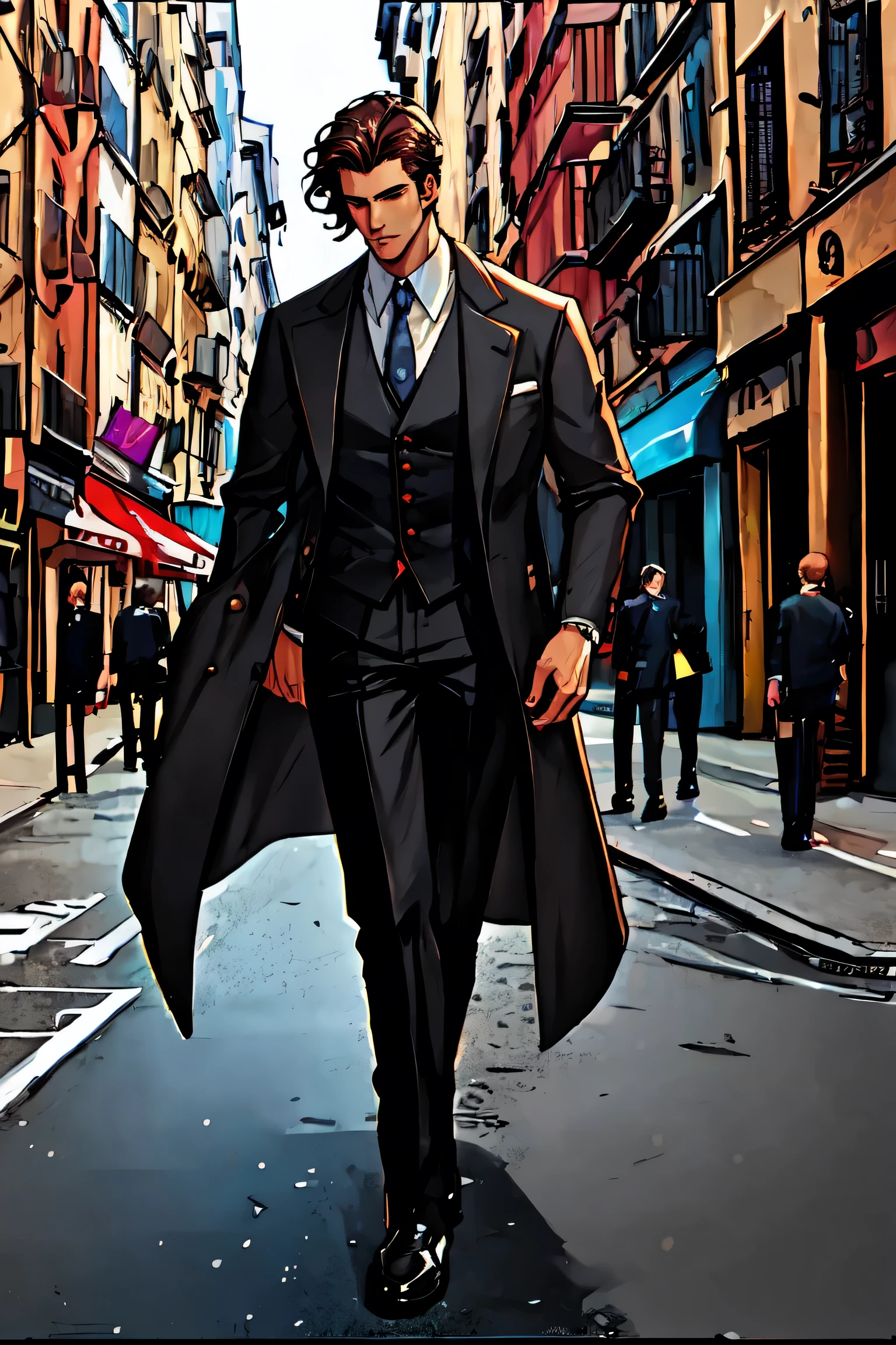 masterpiece, best quality, handsome men ,street


