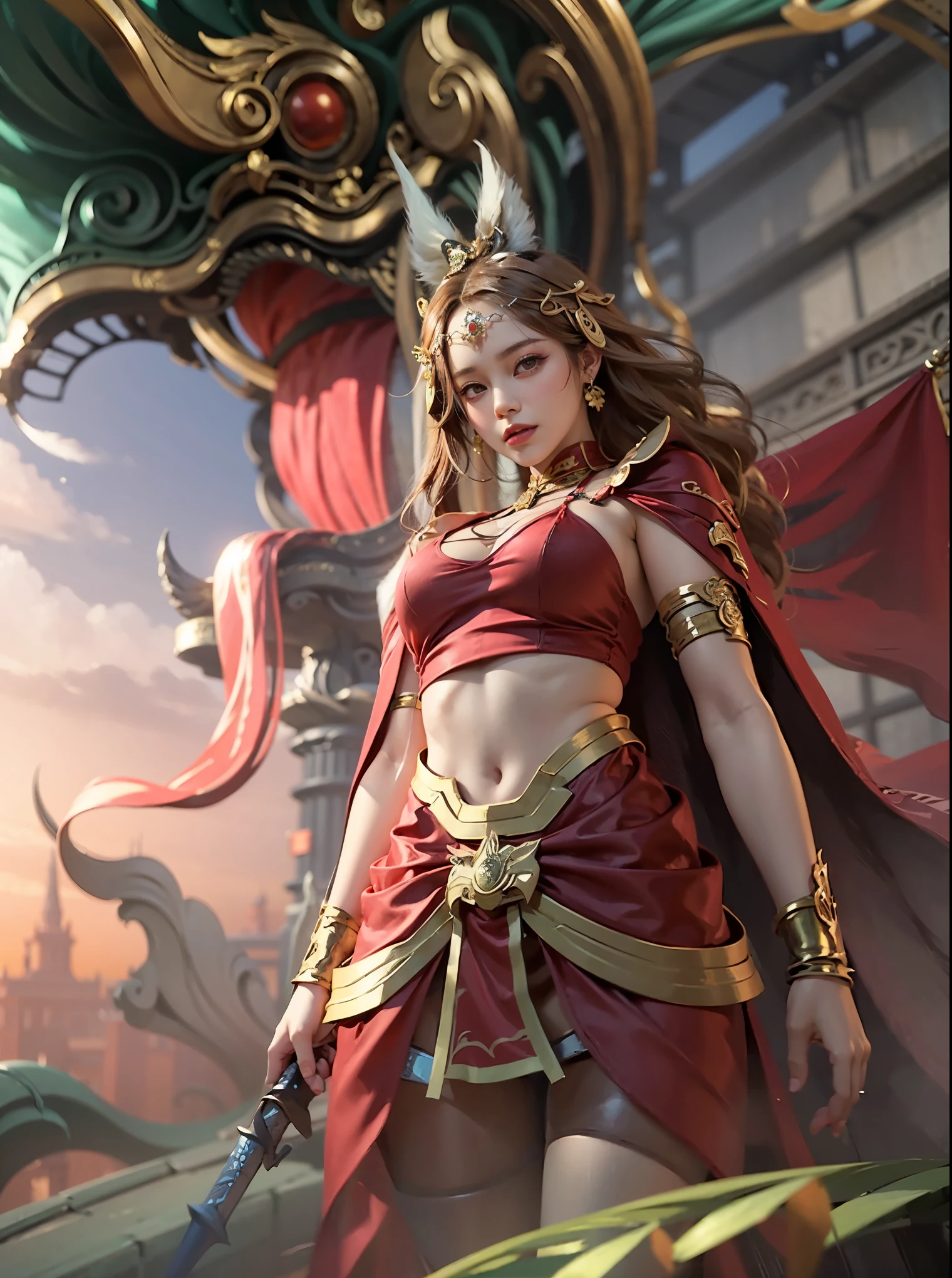a close up of a girl , ginger hair , big booobs , shadowbringers cinematic, 4 k detail fantasy, a beautiful fantasy empress, game cg, xianxia fantasy, xianxia hero, 2. 5 d cgi anime fantasy artwork, cinematic goddess close shot, ruan jia and artgerm, wow 4 k detail fantasy, hyperdetailed fantasy character