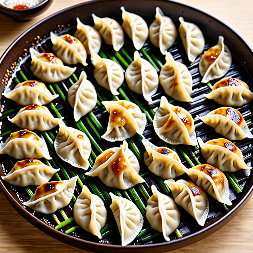 These dumplings are made from wheat flour dough rolled out thinly and shaped into semicircular shapes.、Grilled dumplings