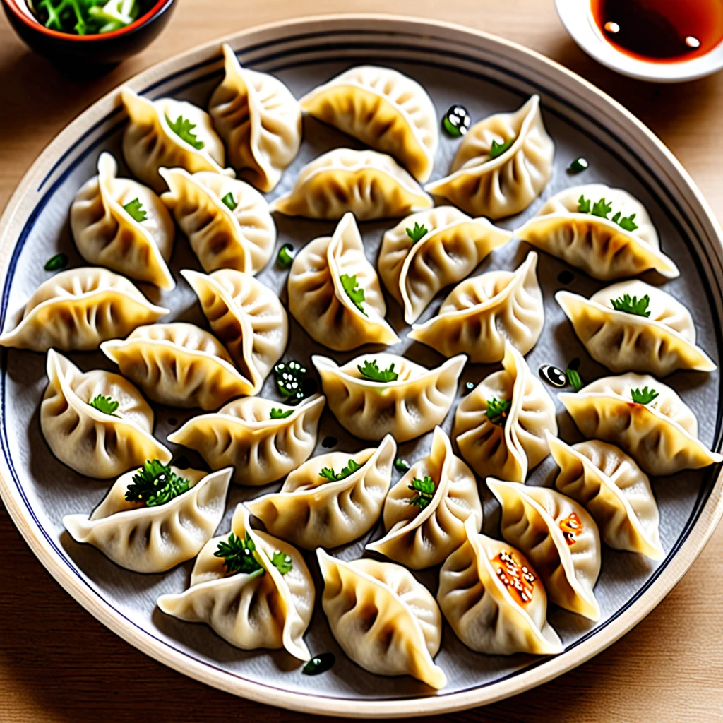 These dumplings are made from wheat flour dough rolled out thinly and shaped into semicircular shapes.、Grilled dumplings