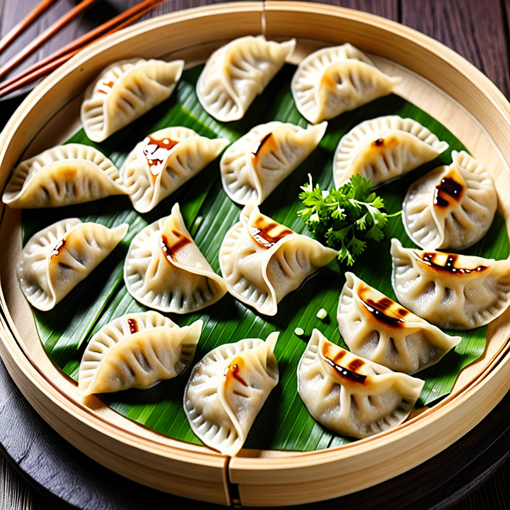 These dumplings are made from wheat flour dough rolled out thinly and shaped into semicircular shapes.、Grilled dumplings