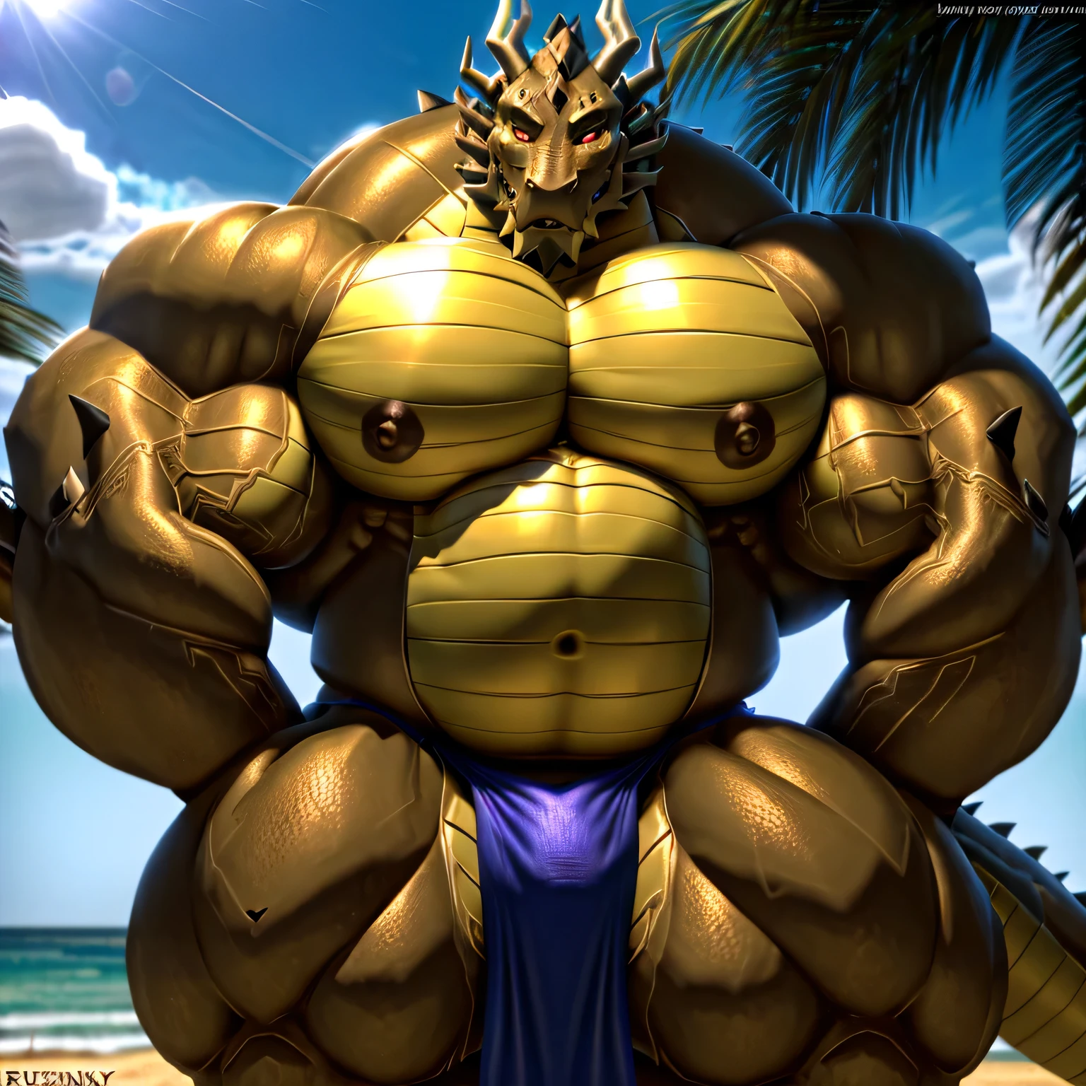 shendu, eastern dragon king, male dragon, eastern dragon,hefty body, with very big muscles, hulking, huge, colossal body, extremely strong, huge abdominal muscles, hefty abs, pecs, Strong and robust muscle abs, daddy body muscle-gut abs, massive prominent muscle abs, sharp claws, legs, feet, full body, loincloth, nipples, sunlight, daylight, outdoor, bright , at noon, good weather, 4k, best quality, dragon eyes, dragon tail.