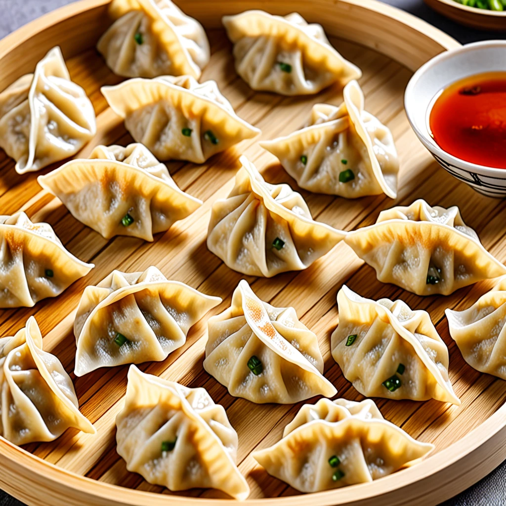 These dumplings are made from wheat flour dough rolled out thinly and shaped into semicircular shapes.、Gyoza dumplings with grilled surface、
