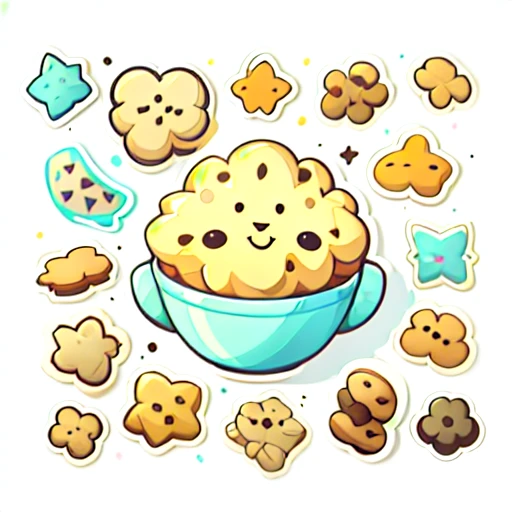 1 sticker, sticker, (sweet cookie), white background, no background, simple background, minimal, cute, tiny, vivid color, vector style, no gradient,