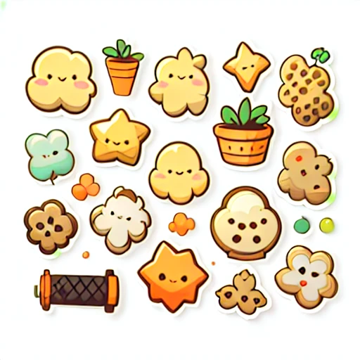 1 sticker, sticker, (sweet cookie), white background, no background, simple background, minimal, cute, tiny, vivid color, vector style, no gradient,