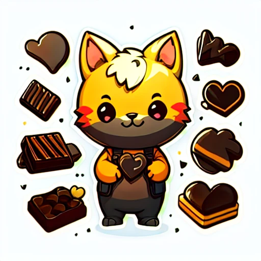 1 sticker, sticker, (sweet chocolate), white background, no background, simple background, minimal, cute, tiny, vivid color, vector style, no gradient,