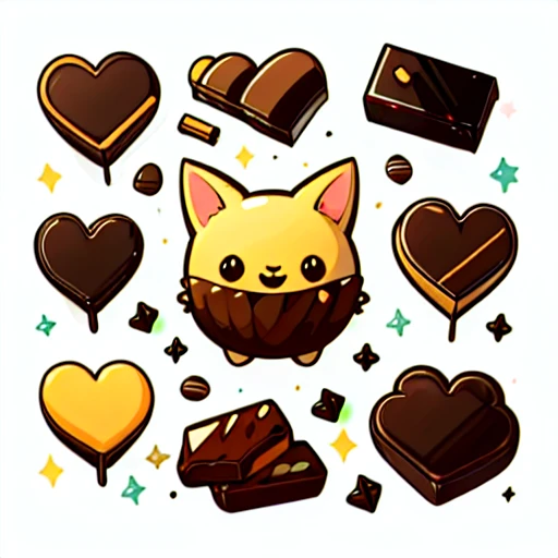 1 sticker, sticker, (sweet chocolate), white background, no background, simple background, minimal, cute, tiny, vivid color, vector style, no gradient,