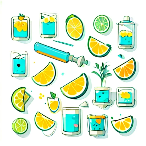 1 sticker, sticker, (glass of tequila), white background, no background, simple background, minimal, cute, tiny, vivid color, vector style, no gradient,