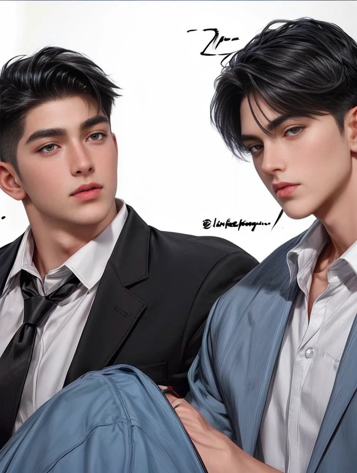 masterpiece, 2boy, young, handsome, black hair, undercut hair, perfect face, detailed eyes and face,black eyes, clean shaved, muscular, capturing a rural atmosphere, dynamic lighting, unreal engine 5