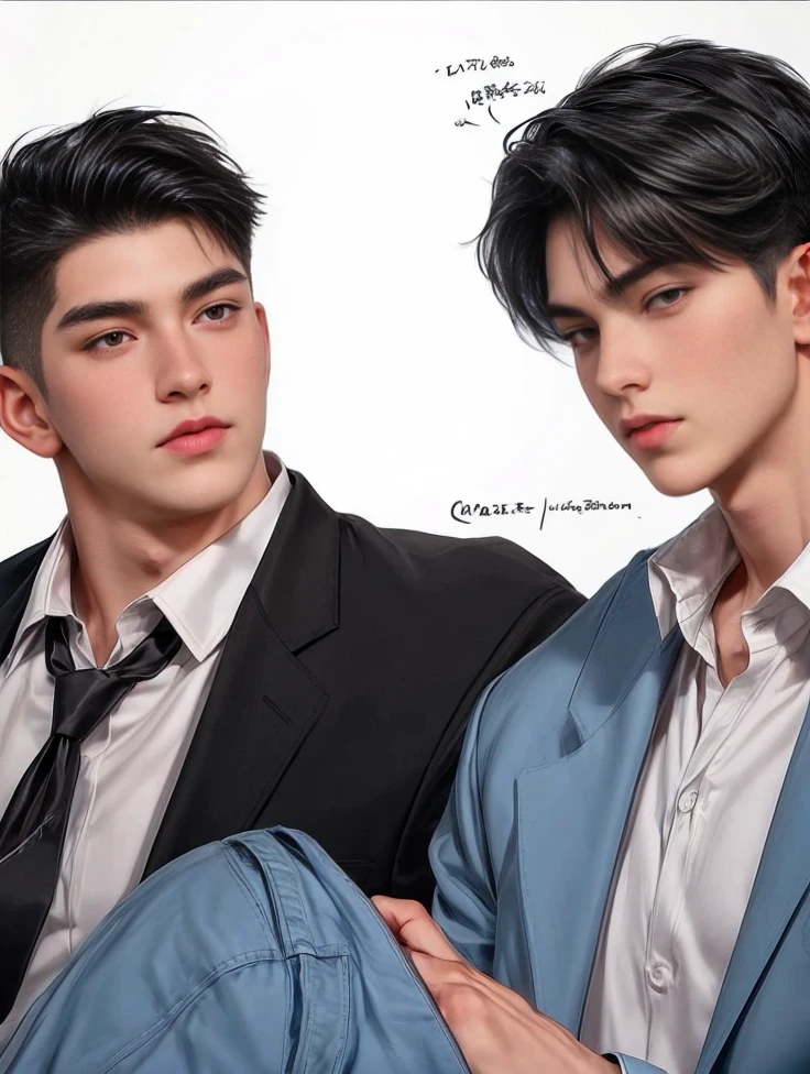 masterpiece, 2boy, young, handsome, black hair, undercut hair, perfect face, detailed eyes and face,black eyes, clean shaved, muscular, capturing a rural atmosphere, dynamic lighting, unreal engine 5