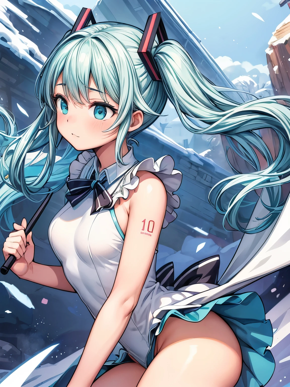 (masterpiece、highest quality、highest quality、Official Art、美しく美Shii:1.2)、(One girl:1.3)Hatsune Miku、Twin tails,Big Breasts,黒と金の服を着て窓の前に立つAnna of Arendelle, Wallop Art, Wallop and Artgerm, Best of Art Station, Flop Loss Draw, 素晴らShiiキャラクターアート, Wallop Style, Best on WLOP, Fun and noisy々Shii, Flop and Loss Draw, Highly detailed artwork, The art of hitting、Anna of Arendelle