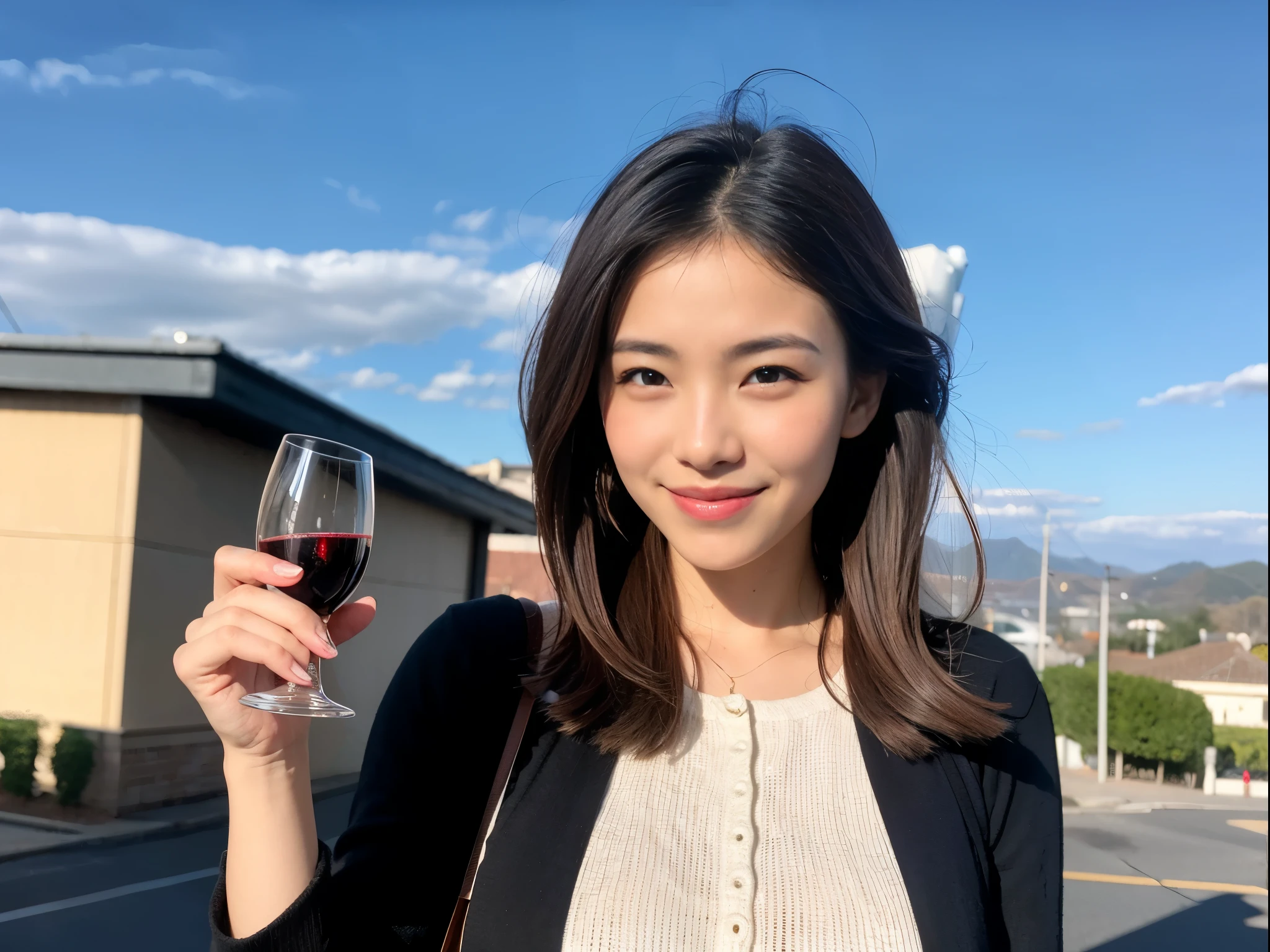 ((highest quality、8k、masterpiece:1.3))、1 male、1 female、Couple、Spouse、石原さとみ似美女Couple、The body is slim、((Bob Hale、Straight hair:1.2)), (Realistic, Intricate details:1.2), テーブルの上のwine glass、Put the light on your face、 Amazing view of the sunset sky and clouds、Amazing mountain views、A bright smile、The wonderfulness of smile、Bright image、The beauty of wine, Beautiful Face, blue eyes, The light shines on your face, Blushing, short hair,Bright Face、 (45 years old), 39 years old, red wine 、Appetizers、Italian food、Wine bottle、Champagne、sparkling wine、Two beauties、Brown Hair、Shortcuts、Long sleeve shirt、dress、Pretty Woman 1, (slimな顔), (The body is slim), (Brown Hair), (Shortcuts), cheeks turn a little red,Attractive beauty、restaurant, In a prominent place (From the waist up) Nova Frog Style, actress, model, Upper Body, White wine, slim, wine glass, 中央に置かれたwine glass, smile, (smile: 1.15), Beautiful fine grain, Depth f/2,saturation, High Contrast, Strong light and shadow,Moist Body:1.5、3D texture、Delicate eyes、Brown Hair、The hair is very shiny、