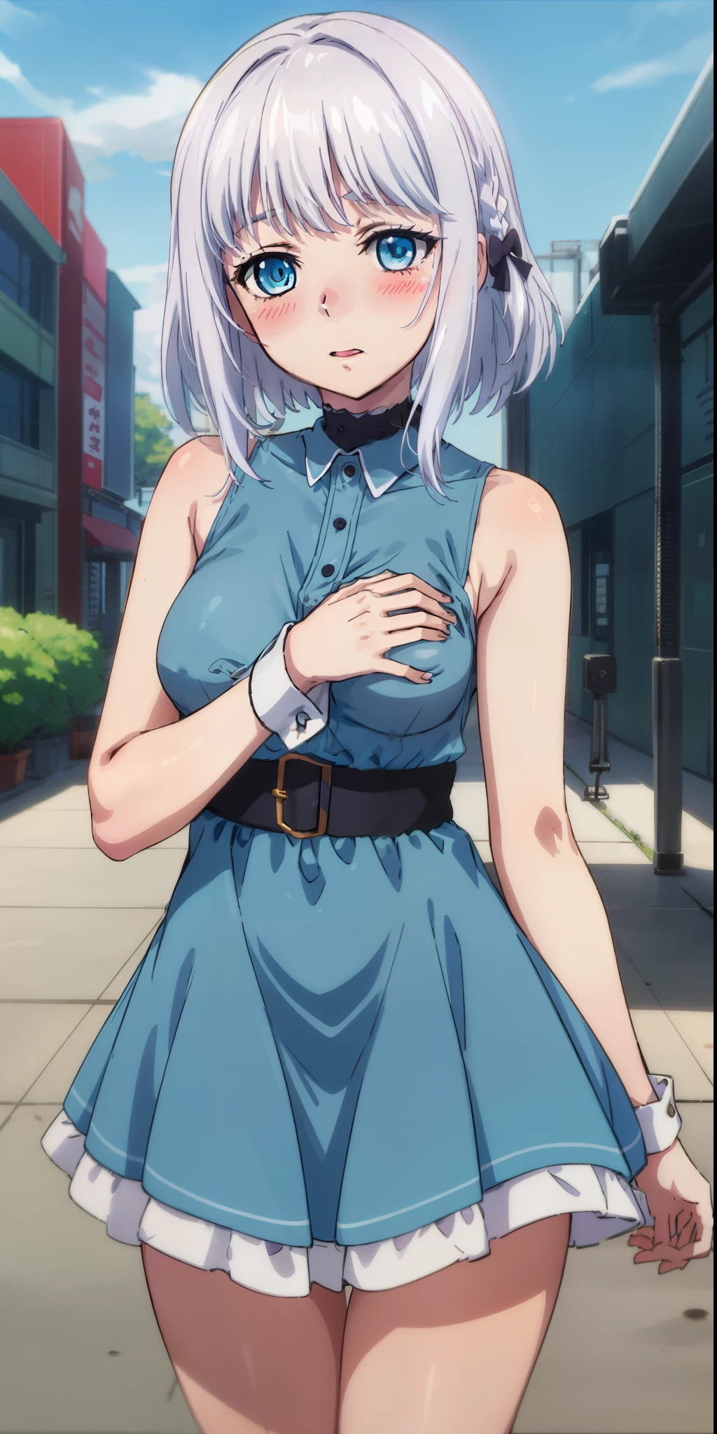 1 girl, kanon kanase, blush, medium , sleeveless,((cowboy_shot, random dress)), 30-year-old, healthy skin, nsfw.