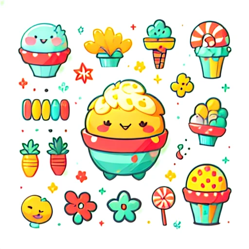 1 sticker, sticker, (candy), white background, no background, simple background, minimal, cute, tiny, gorgeous color, rich color, vector style, no gradient,