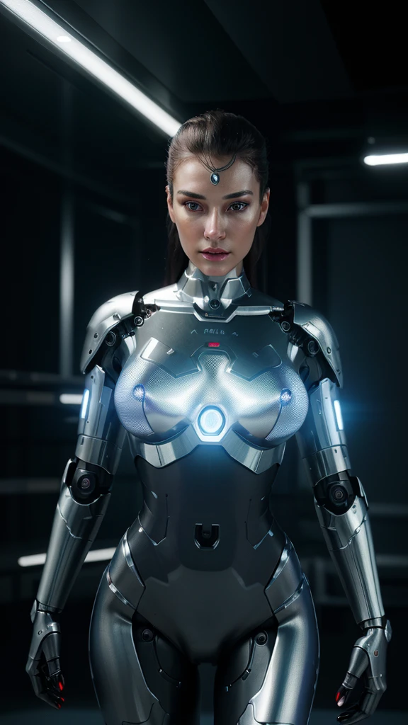 a robotic woman, a perfect female robotic body, highly detailed, realistic, 4k, 8k, hyperrealistic, photorealistic, cinematic lighting, dramatic lighting, volumetric lighting, glowing eyes, metallic skin, futuristic, sci-fi, intricate mechanical details, advanced technology, chrome, steel, sleek, minimalist, elegant, graceful, powerful, strong, confident, dynamic pose