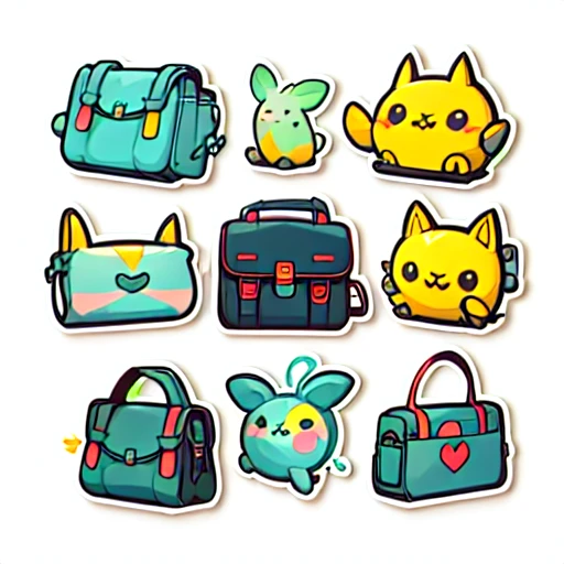 1 sticker, sticker, (bag),high brand bag like channel, white background, no background, simple background, minimal, cute, tiny, gorgeous color, rich color, vector style, no gradient,
