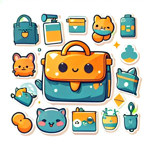 1 sticker, sticker, (bag),high brand bag like channel,  white background, no background, simple background, minimal, cute, tiny, gorgeous color, rich color, vector style, no gradient,