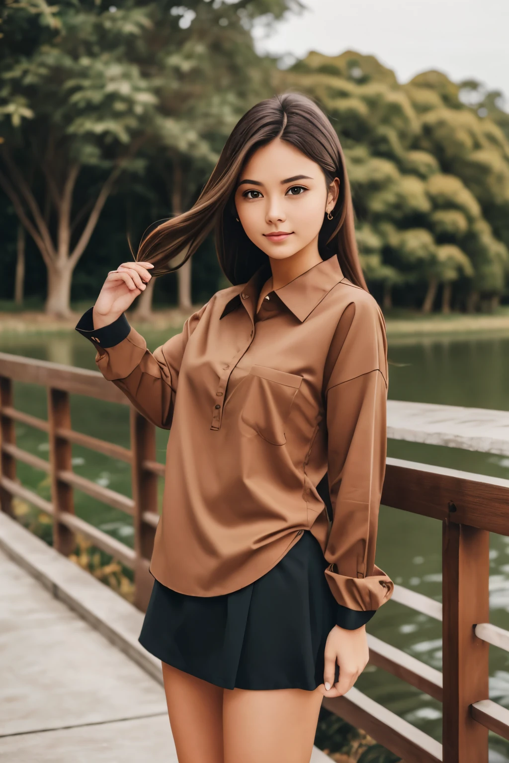 Girl Brown with Long-sleeved shirt