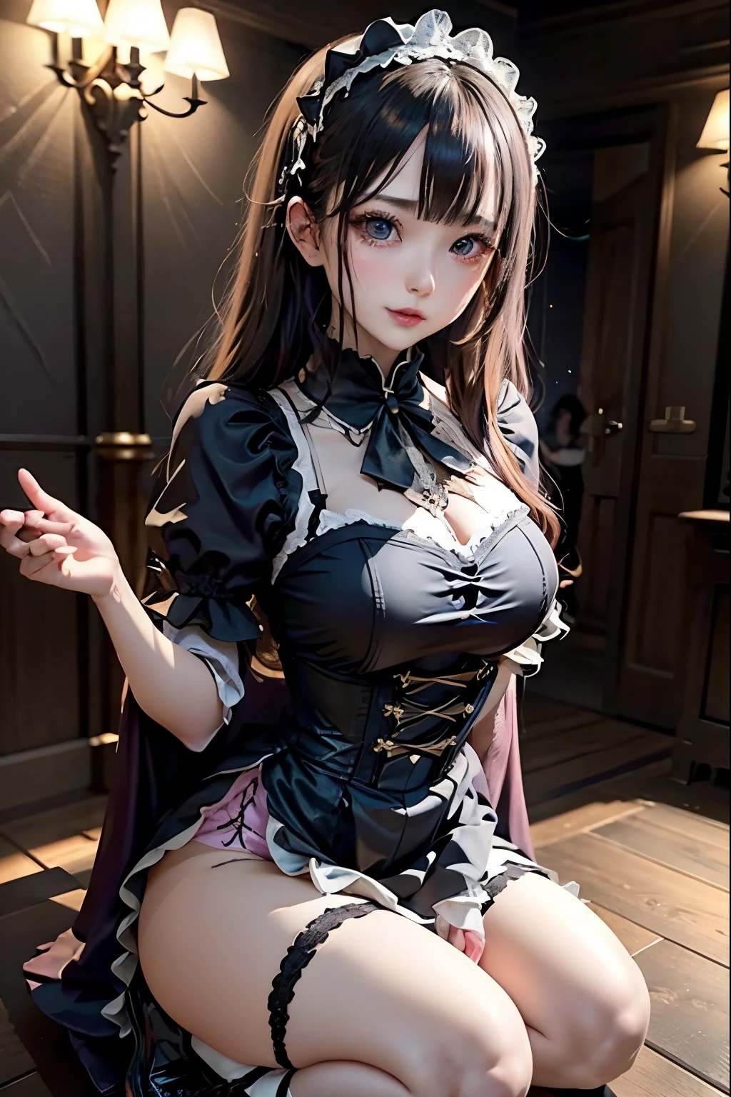 ハードDark Gothicメイク、Deep Night Sky、Horror、Black dark eyeshadow、sad、Good skin radiance、Dark Gothicメイク、Dark smile、palace、24-years-old、Embarrassed look、Dark Gothic、Obscene language、highest quality、Drunk face、紫のMaid clothes、Mysterious、Noble、sexy、Loving smile、Right blue eye, Left eye is red、Platform Heel Shoes、Heavy makeup、Gothic ta Clothing、Silver Hair、Long Hair Straight Hair、Cute Gothic Loliress、Beautiful Face、elegant features、Fascinating face、Stained glassが背景、Chest glistening with sweat、The room is dark、gothic long dress、Bell Sleeves、Wizard Sleeve、Decadent look、Sexually excited expression、Glossy thighs wet with water、Thighs that are wet and shiny with oil、Background of a room full of roses、The embroidery is pink、The dress has pink embroidery、Thigh-high socks、Knee-high socks、Gentle expression、Dark black eyeshadow、Stained glassと薔薇背景、Female Duo、Female couple、dark church background、Stained glass、Black metal world、Dark Castle、Slender body、gothic long dress、Maid clothes、Victorian dresses、Her thighs glisten with sweat、My body is wet and shiny、Lots of glitter on the thighs、My thighs are sticky from sweating、Sweat glistens on the thighs, The whole body is sweaty and shiny、Quite sweaty、My thighs are sweaty、My thighs are so wet、My thighs are shining with sweat、A lot of sweat glistens all over the body、Small breasts、Orchestra StageStage、Dynamic Angle、sitting on a gothic chair、Play the violin gracefully、With a violin、Press the violin strings、violinist、orchestra performance、Thin thighs、slender、