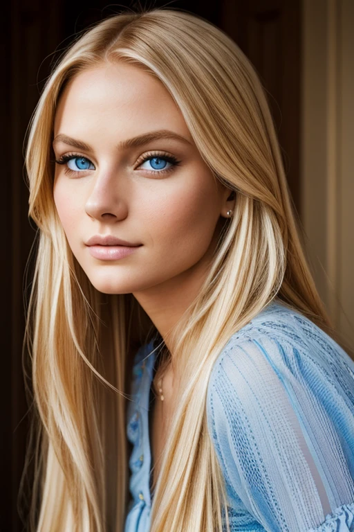 sexy woman with long blonde hair and blue eyes posing for a picture, beautiful female fatale model, color portrait, 50mm portrait, beautiful model, 60mm portrait, portrait of a beautiful model, beautiful model girl, detailed color portrait, 7 0 mm portrait, beautiful girl model