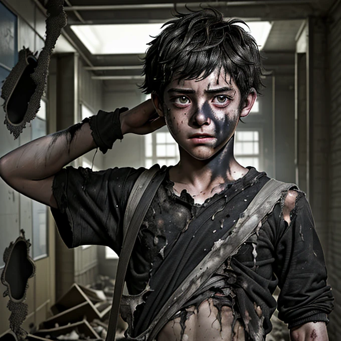 A comedy about a boy who is caught in an explosion at school and ends up covered in soot and in tattered clothes.