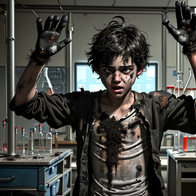 A comedy about a boy who is caught in an explosion in a science lab and ends up covered in soot and wearing tattered clothes.