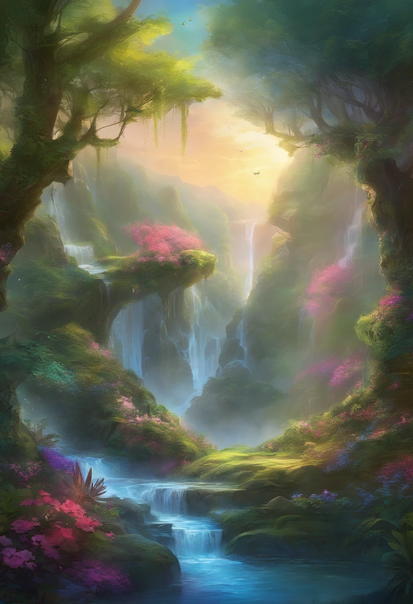 ８ｋ、Masterpiece、The unicorn１head、Pure, Rainbow Spring，Waterfall cascading into a spring，Deep Jungle，Soft Light，Mysterious atmosphere，another world，The best healing．