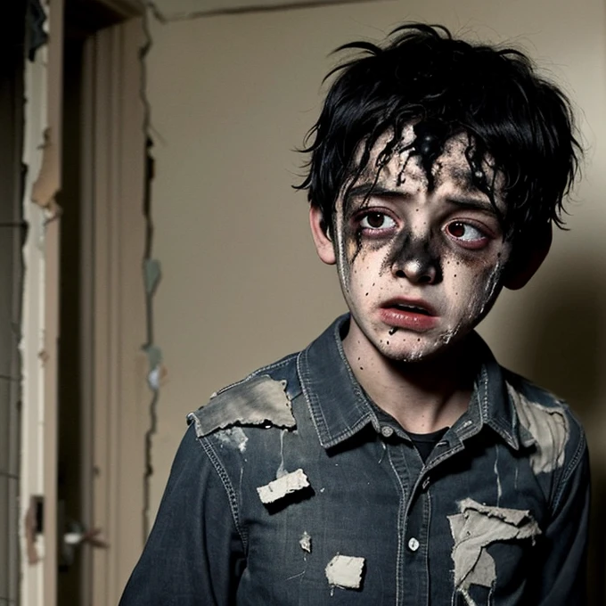 A comedy film about a boy covered in soot and wearing tattered clothes after being caught in a house explosion.