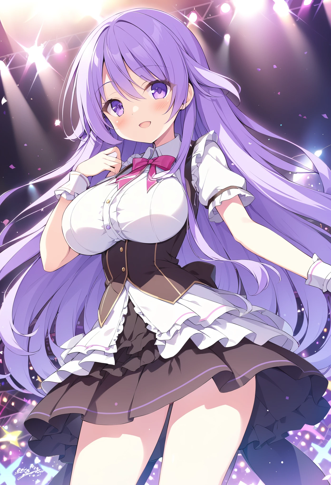 JUNNYAN, LONG HAIR, PURPLE HAIR, PURPLE EYES,, large breasts,, Live Stage, solo