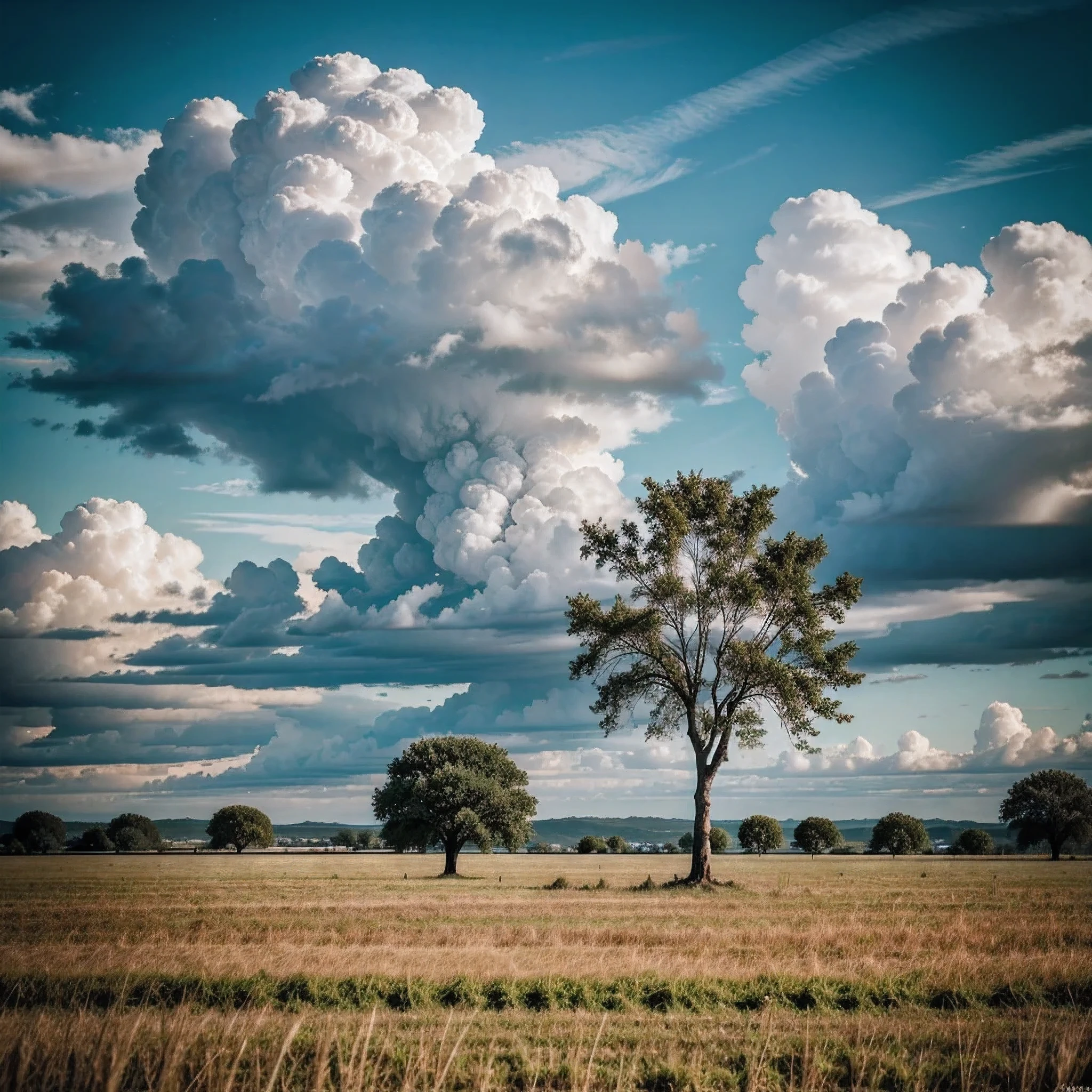 Image of a lone tree in a field, resistindo a uma tempestade.