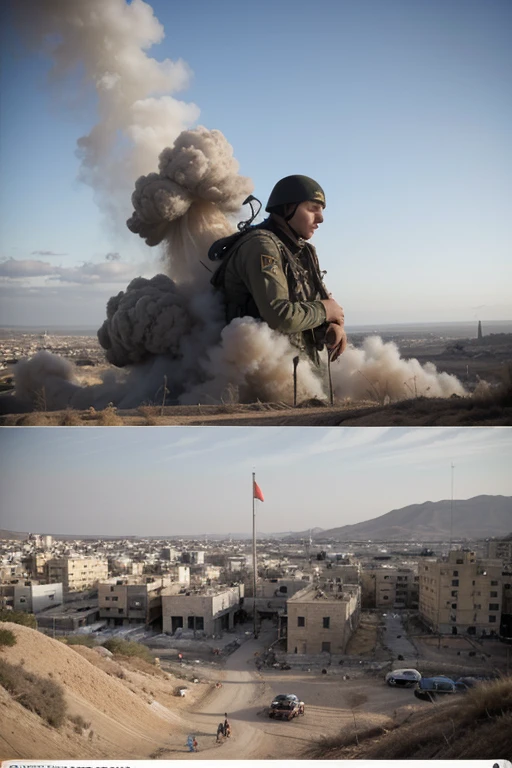 city of Jerusalem being attacked by missiles soldiers attacking people
