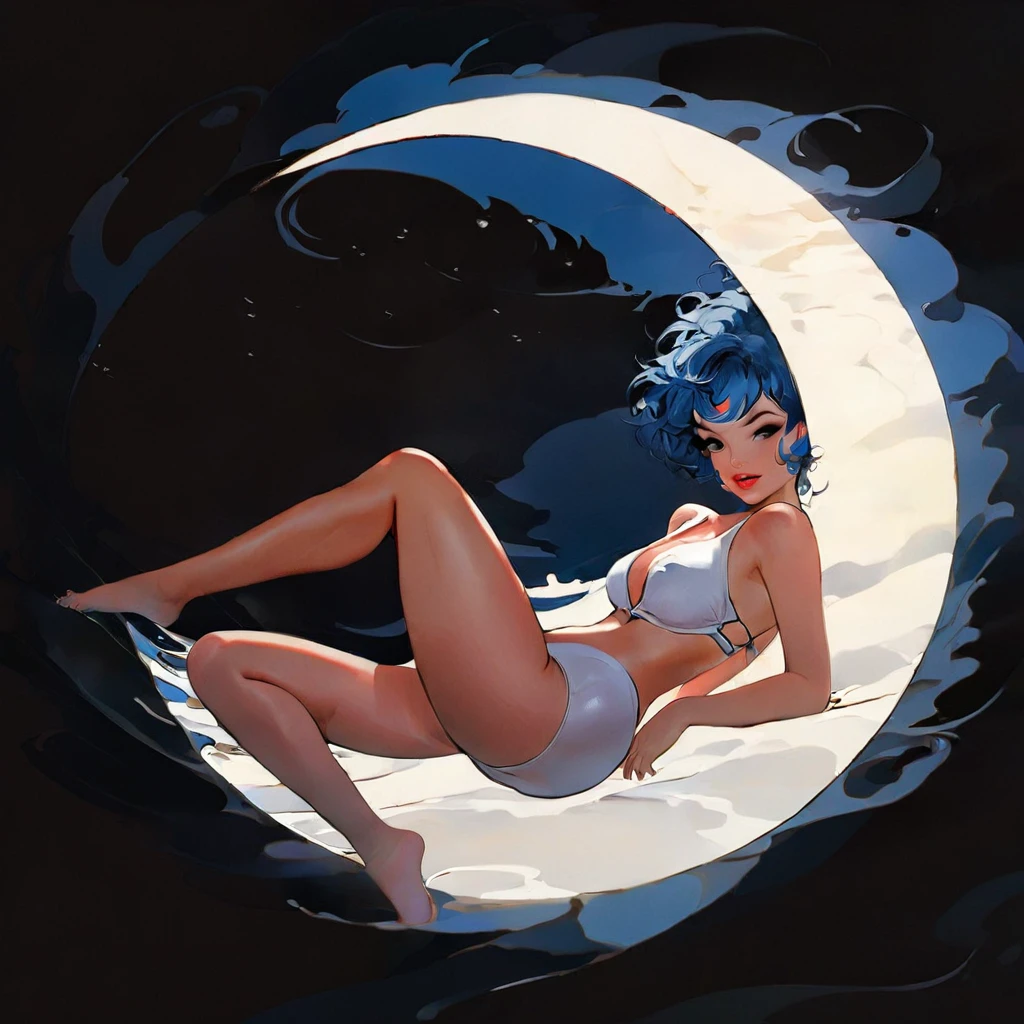 dreamlikeart, (:0.7), kuvshinov, masterpiece, best quality, 1girl, Busty, Hot, (sexy bikini), (large breasts), (blue hair AND stylish), looking at viewer, perfect feminine face, (realistic:1.0), (full body:1.2), sexy, trending on artstation, standing on the beach, posing, sexy