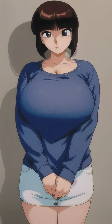 Tiandu Nayin, huge_breast(((Cleavage))), permanent, Solitary, sweater, masterpiece, best quality, Delicate face, delicate eyes, High resolution,