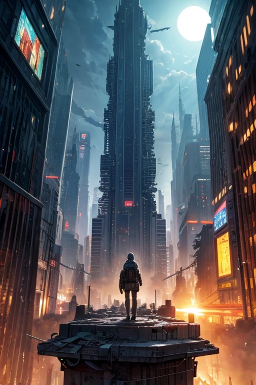 highest quality、A ruined futuristic city、dim、Surrealism