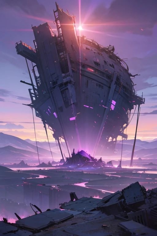 highest quality、Desolate Earth、wreckage、Purple Sky、Surrealism